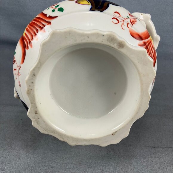 200 yrs old Gaudy Welsh Tulip Pattern Footed Ceramic Sugar Bowl Hand (no Lid) 6" - Picture 6 of 9